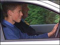 Prince William at the wheel of his car 