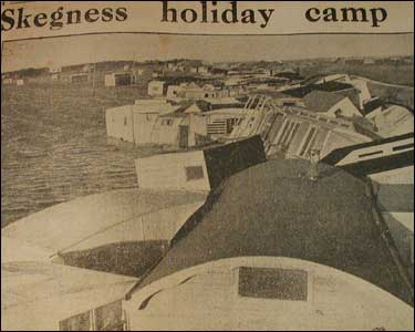 Butlins holiday camp in Skegness - caravans lie smashed.