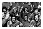 The Rangers team celebrate in their dressing room