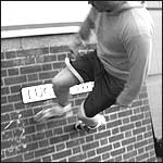 Practicing Parkour.
