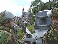 Image of Soldiers watching Orangemen at Drumcree