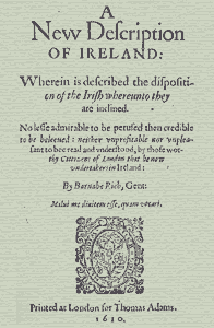 Image of a 1610 book encouraging Englishmen to settle in Ireland