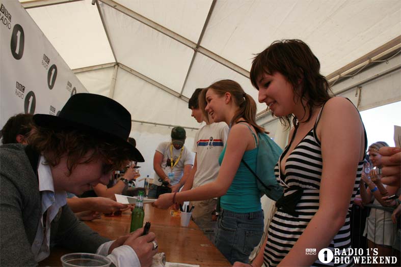 The Kooks in the signing tent