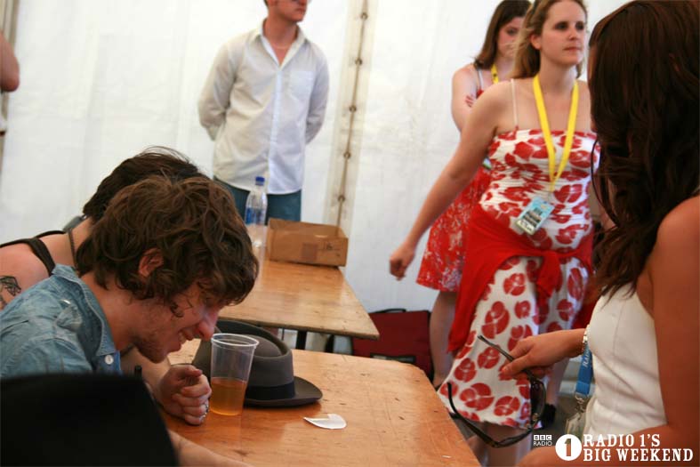 The Kooks in the signing tent