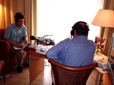 Broadcasting on the road - producer Alexis Condon and presenter James Naughtie