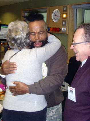 Mr T thanks Producer Ben's mum and Dermot's dad for their cakes, brought in as part of Mr T's High Tea.