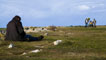 Filming on the cliff top