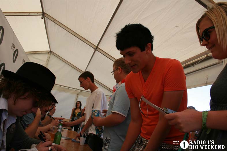 The Kooks in the signing tent