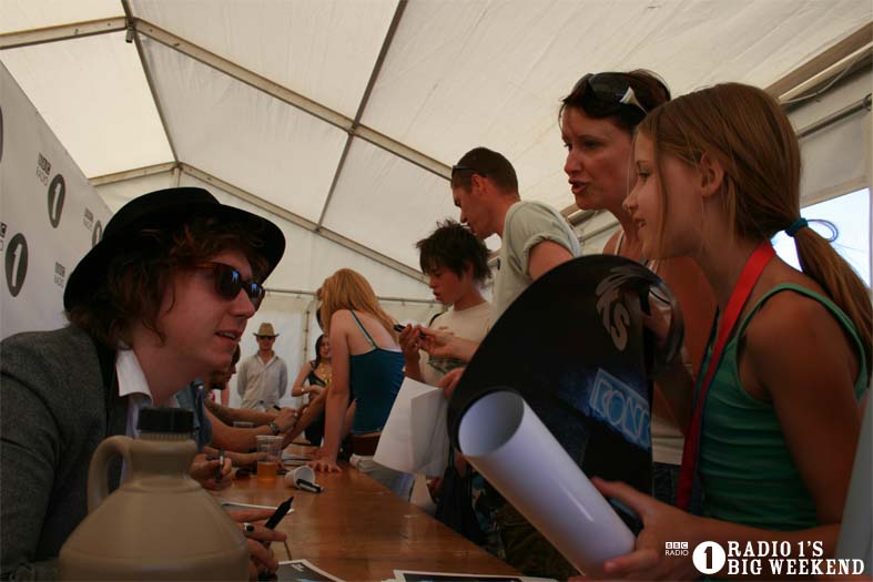 The Kooks in the signing tent