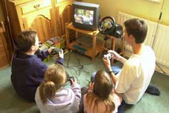 Teenagers playing computer games