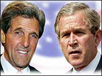John Kerry (esq.) e George W. Bush