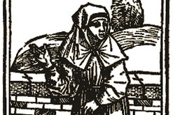 A drawing of a beguine from Des dodes dantz, printed in Lübeck in 1489