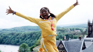 Girl jumping for joy