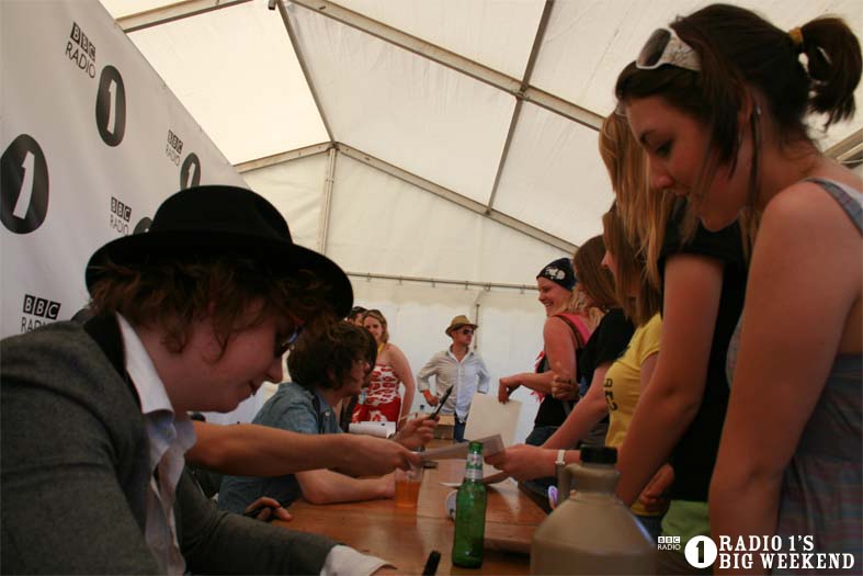 The Kooks in the signing tent