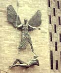 Image of the statue of St Michael and the devil at Coventry Cathedral 