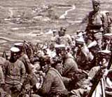 Image of Japanese infantry outside the Russian fortress and naval base of Port Arthur in 1904