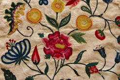 18th Century linen pocket with exuberant embroidery, Museum of Costume, Bath