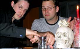 Barney (l) and Ed recreate their scary seance experience