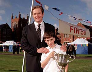 Dillon and his dad, triumphant