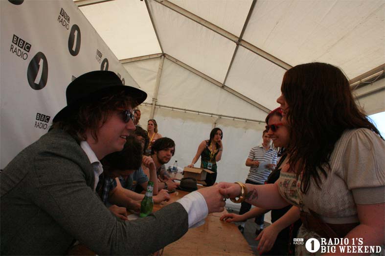 The Kooks in the signing tent