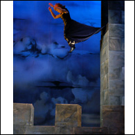Montana,  doing the 'leap of death' at the Bristol Hippodrome