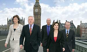 Fiona Bruce, David Dimbleby, Peter Snow, Jane Hill and Andrew Marr