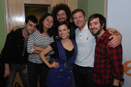 Dermot with Australian actress-turned songstress Lenka and her band.